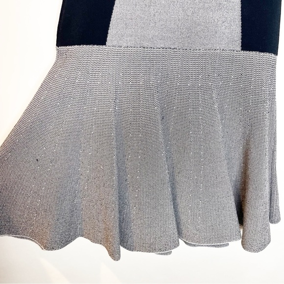 Diane von Furstenberg Renee Colorblock Drop-Waist Black Gray Knit Dress - Picture 5 of 5